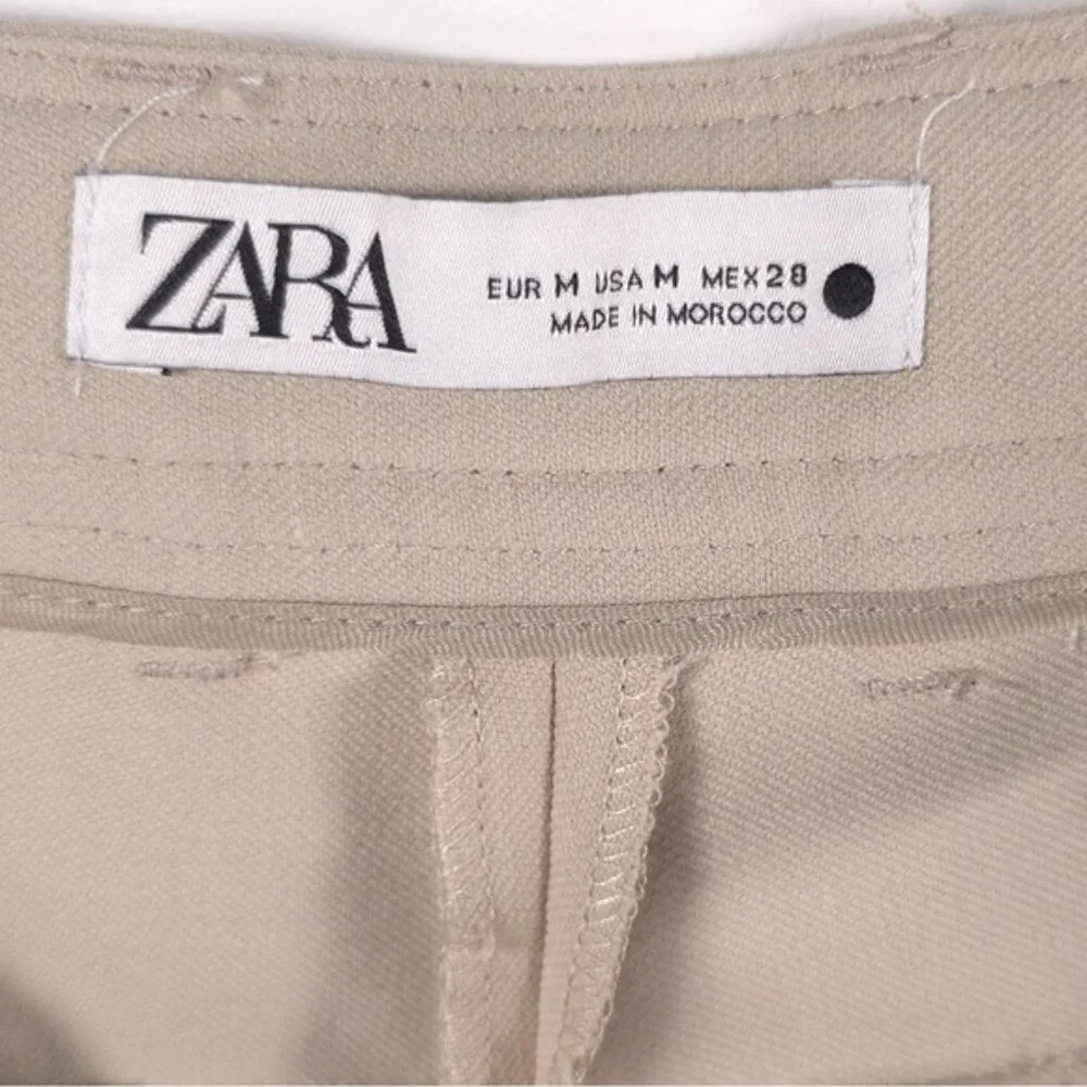 ZARA Wide Leg High Waist Straight Pants Trousers Pressed Crease‎ 2757/703 MEDIUM